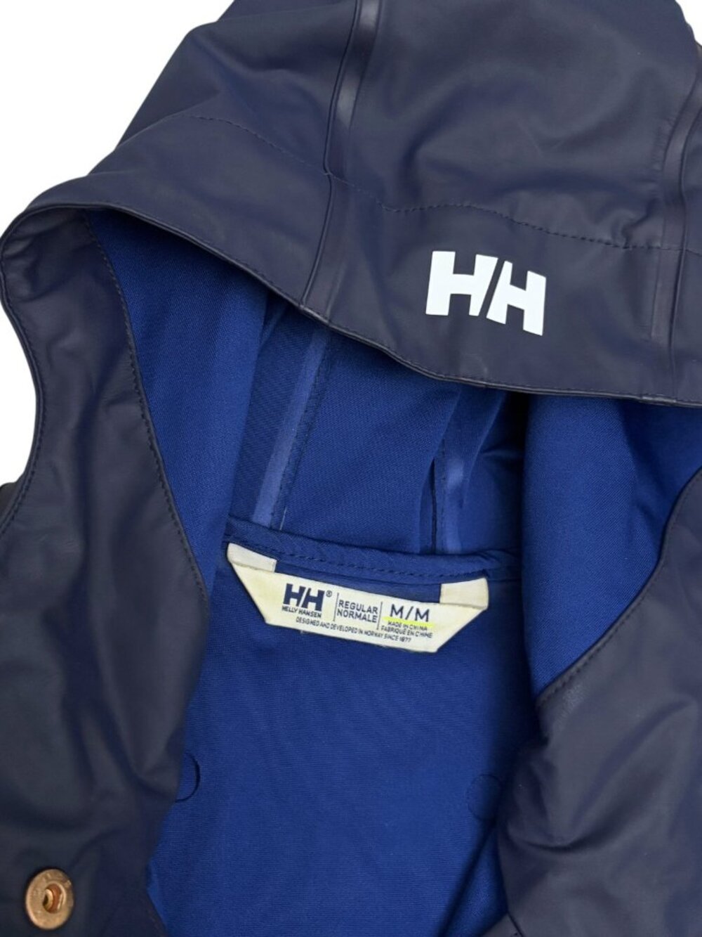 HELLY HANSEN Waterproof Rain Coat Blue Gorpcore Hood Jacket Womens Medium - Picture 4 of 8